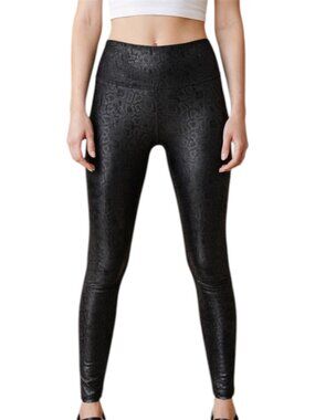 Dixxon Queen Cobra Black Snakeskin Shiny High Rise Leggings Size M 25 Inseam